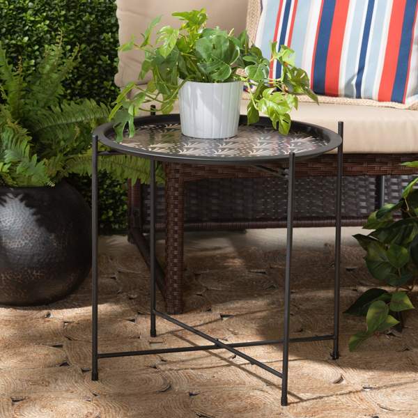 Baxton Studio Ivana Modern & Contemporary Black Finished Metal Plant Stand 206-12119